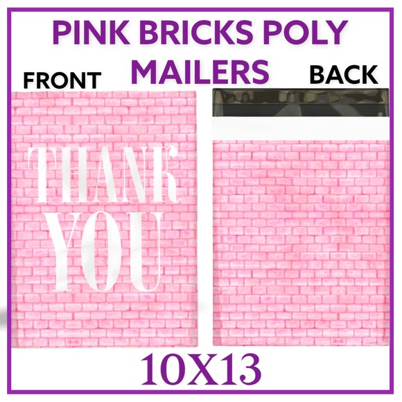 50 10X13 Pink Brick Thank You Poly Mailers CLEARANCE - Picture 4 of 4